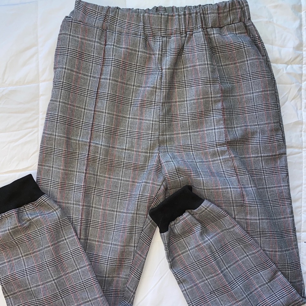 Plaid high waisted trousers, L